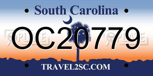 OC20779 South Carolina License Plate