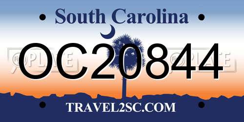 OC20844 South Carolina License Plate