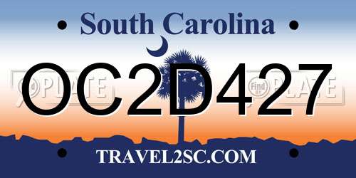 OC2D427 South Carolina License Plate