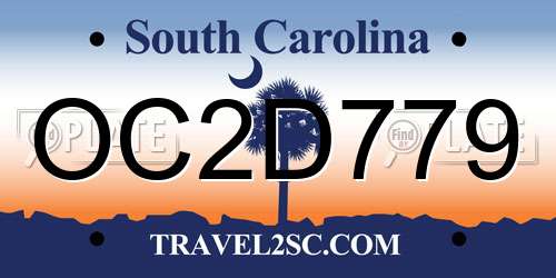 OC2D779 South Carolina License Plate