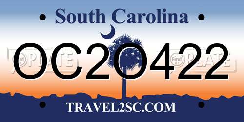OC2O422 South Carolina License Plate