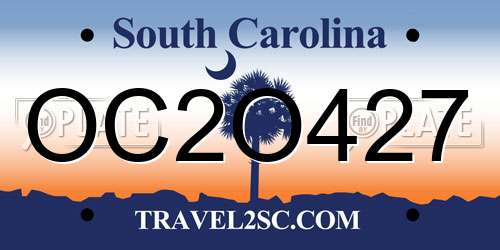 OC2O427 South Carolina License Plate