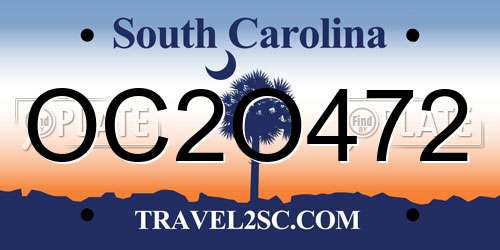 OC2O472 South Carolina License Plate