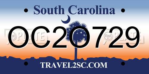 OC2O729 South Carolina License Plate