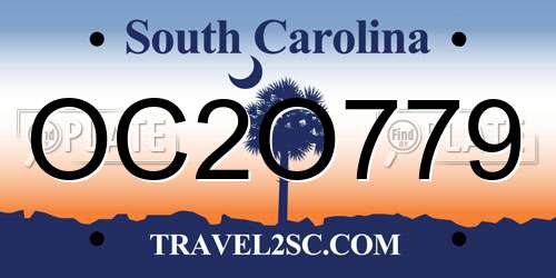 OC2O779 South Carolina License Plate