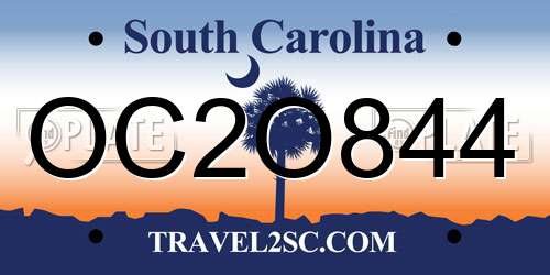 OC2O844 South Carolina License Plate