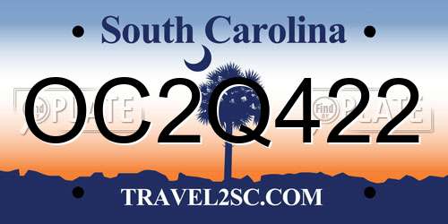 OC2Q422 South Carolina License Plate