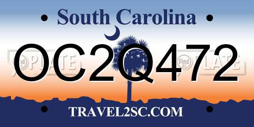 OC2Q472 South Carolina License Plate
