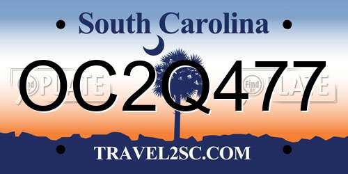 OC2Q477 South Carolina License Plate