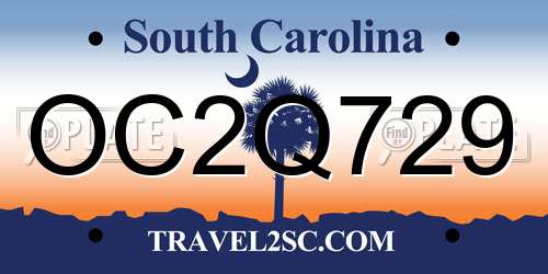 OC2Q729 South Carolina License Plate