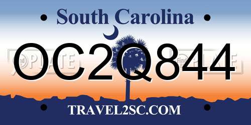 OC2Q844 South Carolina License Plate