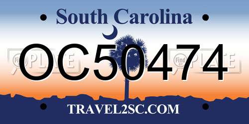 OC50474 South Carolina License Plate