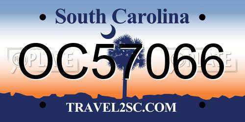 OC57066 South Carolina License Plate