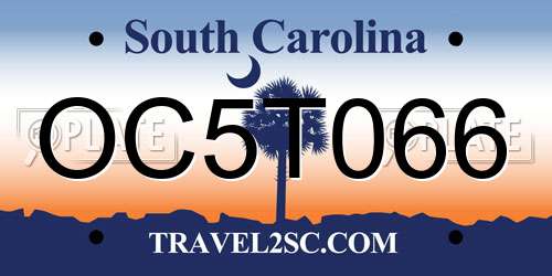 OC5T066 South Carolina License Plate