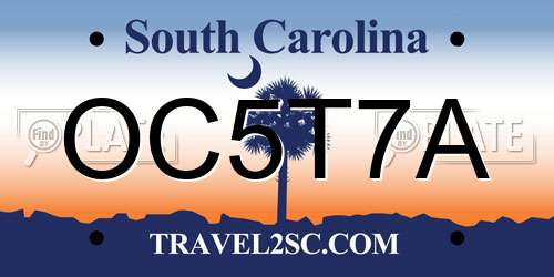OC5T7A South Carolina License Plate