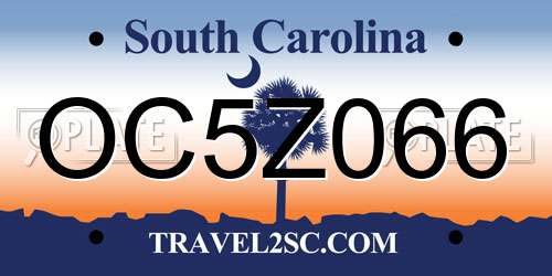 OC5Z066 South Carolina License Plate
