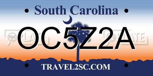 OC5Z2A South Carolina License Plate