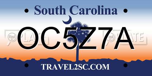 OC5Z7A South Carolina License Plate