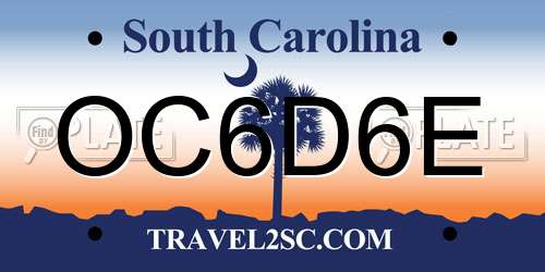 OC6D6E South Carolina License Plate