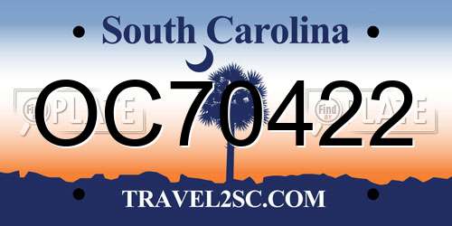 OC70422 South Carolina License Plate
