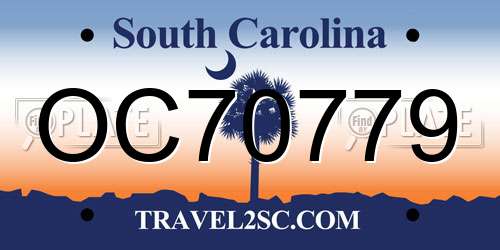 OC70779 South Carolina License Plate