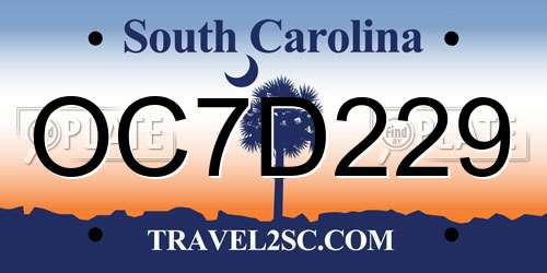 OC7D229 South Carolina License Plate