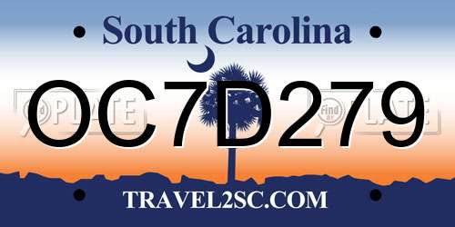 OC7D279 South Carolina License Plate