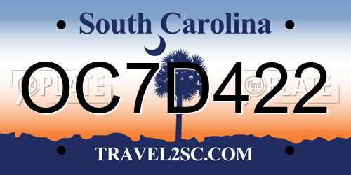 OC7D422 South Carolina License Plate