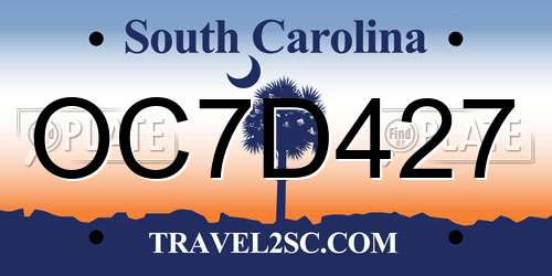 OC7D427 South Carolina License Plate