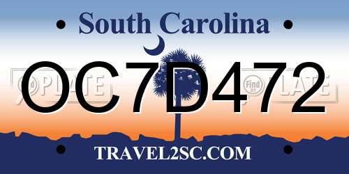 OC7D472 South Carolina License Plate