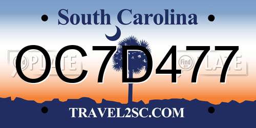 OC7D477 South Carolina License Plate