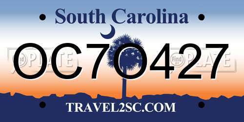OC7O427 South Carolina License Plate