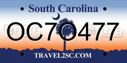 OC7O477 South Carolina License Plate