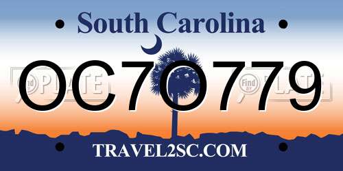 OC7O779 South Carolina License Plate
