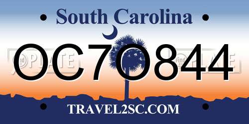 OC7O844 South Carolina License Plate