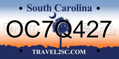 OC7Q427 South Carolina License Plate
