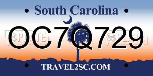 OC7Q729 South Carolina License Plate
