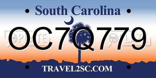 OC7Q779 South Carolina License Plate