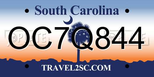 OC7Q844 South Carolina License Plate