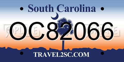 OC82066 South Carolina License Plate