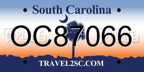 OC87066 South Carolina License Plate