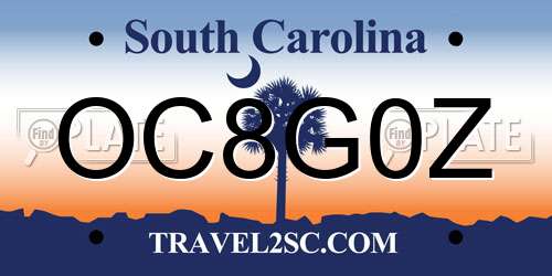 OC8G0Z South Carolina License Plate