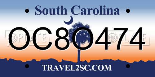 OC8O474 South Carolina License Plate