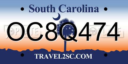OC8Q474 South Carolina License Plate
