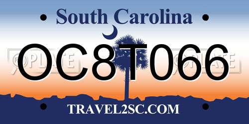 OC8T066 South Carolina License Plate
