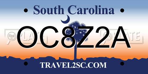 OC8Z2A South Carolina License Plate