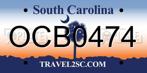 OCB0474 South Carolina License Plate