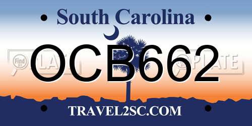 OCB662 South Carolina License Plate