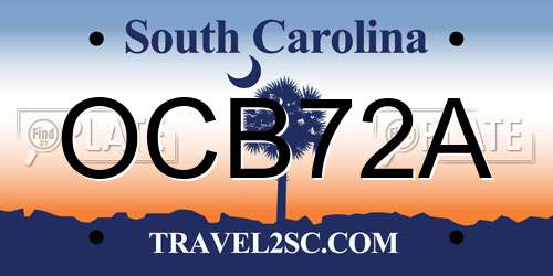 OCB72A South Carolina License Plate