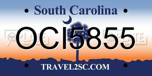 OCI5855 South Carolina License Plate